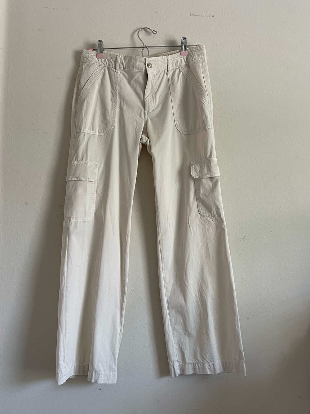 SO Wide Leg Cargo Pants in Cream. Junior Size.